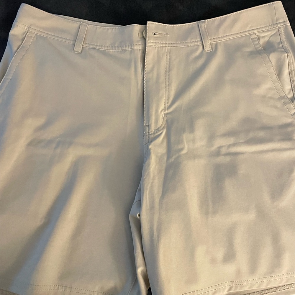 Huk Tan Flat Front Shorts Versatile Style